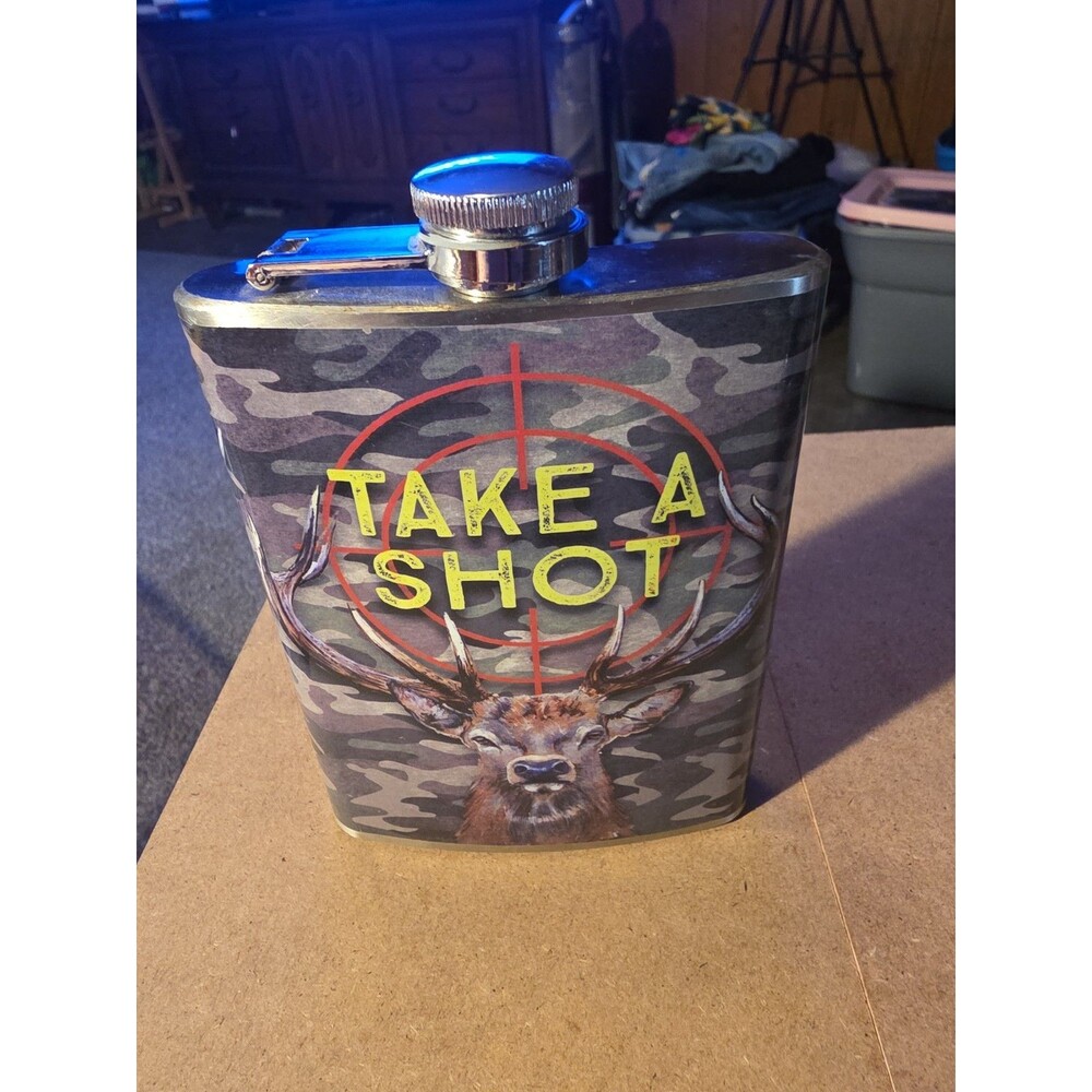 Take A Shot Stainless Steel Buck Season Flask for Hunting Camping Hiking 8oz